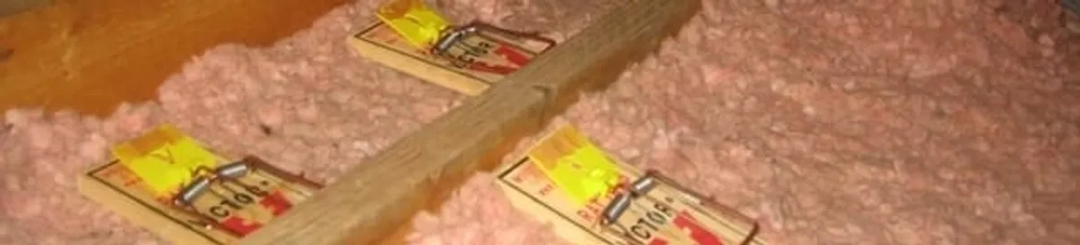 Mouse traps placed in an attic for rodent control in San Diego, CA